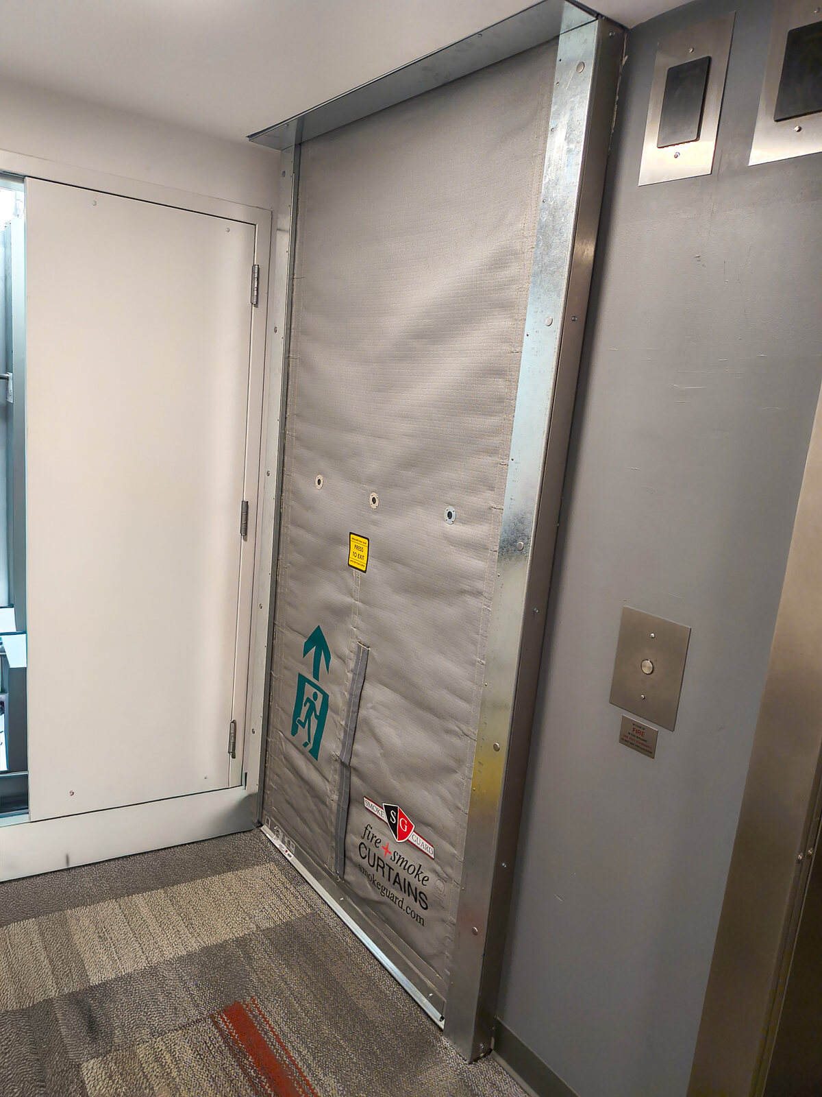 Smoke Guard M2100E Elevator Smoke Curtain Installed at a New England University